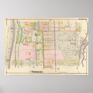 Yonkers NY Karta Atlas Poster
