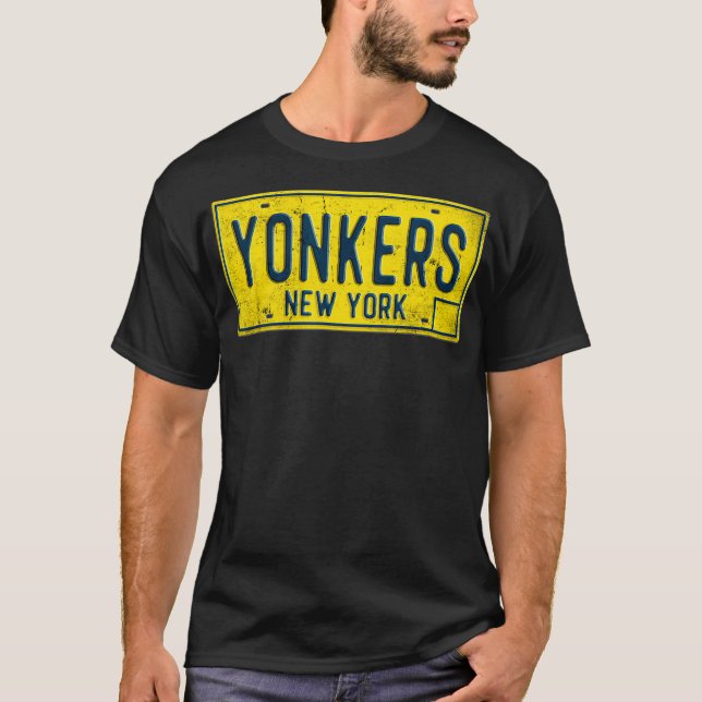 Yonkers NY Old New York License Plate Distress G T Shirt (Framsida)