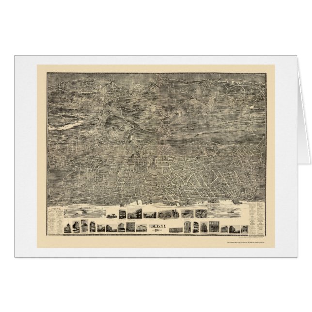 Yonkers panorama- karta för NY - 1899 Hälsningskort (Framsidan Horizontal)
