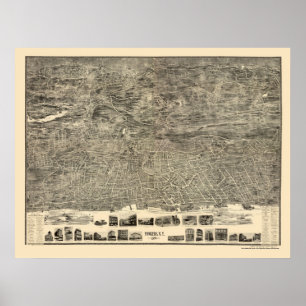 Yonkers panorama- karta för NY - 1899 Poster
