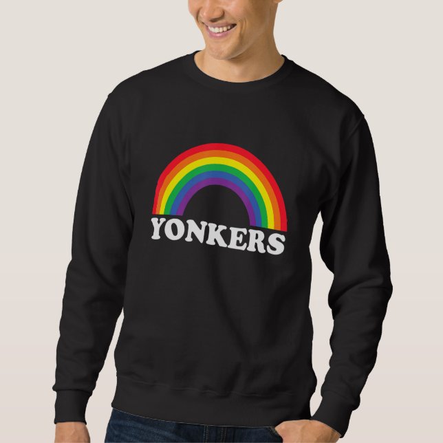 Yonkers Rainbow LGBTQ Gay Pride Lesbians Queer Lång Ärmad Tröja (Framsida)