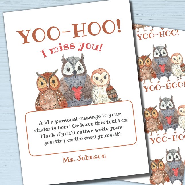 Yoo-hoo Uggla I Miss You School Teacher Download Kort (Skapare uppladdad)