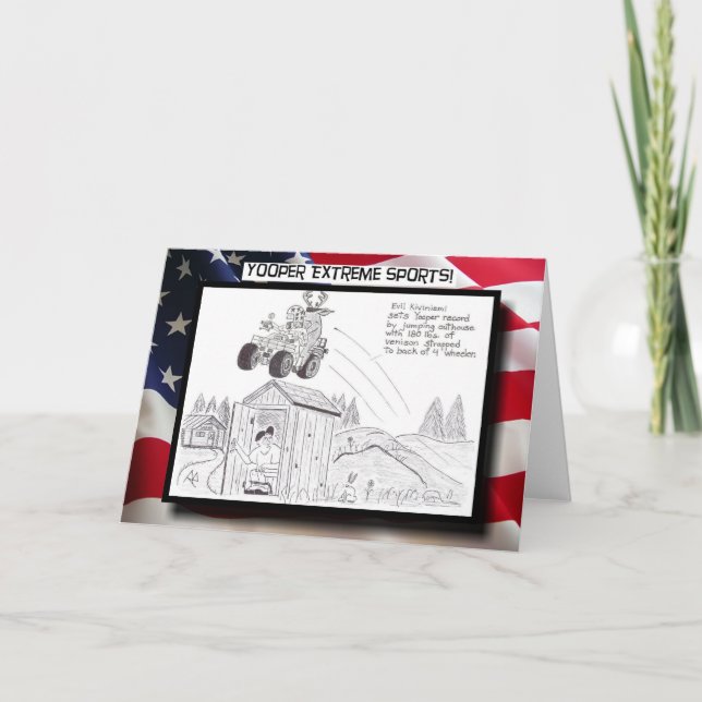 Yooper Extreme Sports! Hopphälsningskort för Outho Kort (Framsida)