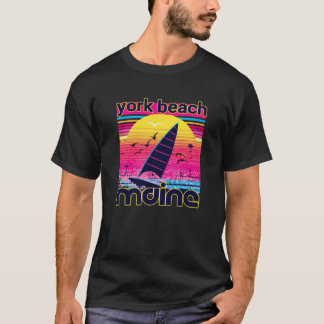 York Beach Retro 80-talet Stil Souvenir Sailboat T Shirt