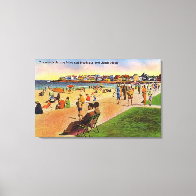 York Beach View of Concordville Beach & Canvastryck (Framsida)
