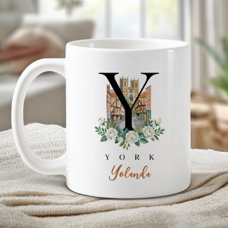 York England Monogram Bokstav Y Personligt Gåva Kaffemugg