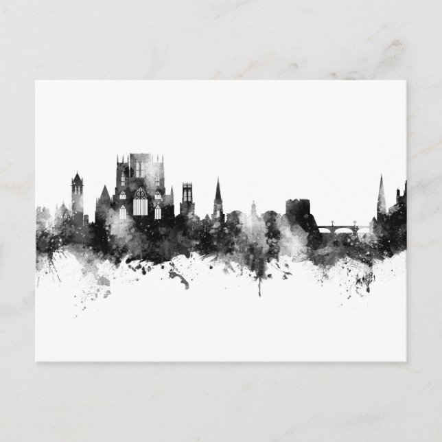 York England Siluett Svart Vitt Vykort (Framsida)