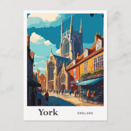 York England Travel Vintage Illustration Vykort