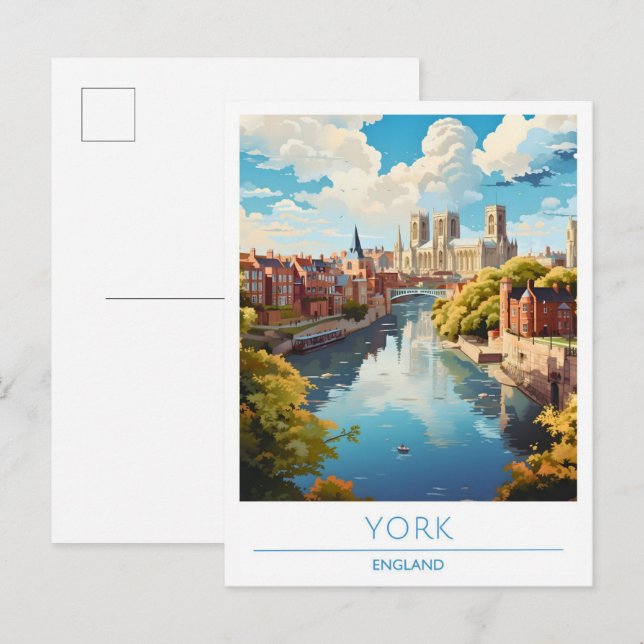 York England Vintage resor Vykort (Fram/baksida)
