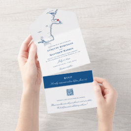 York Maine Karta Elegant QR-kod Bröllop flottan