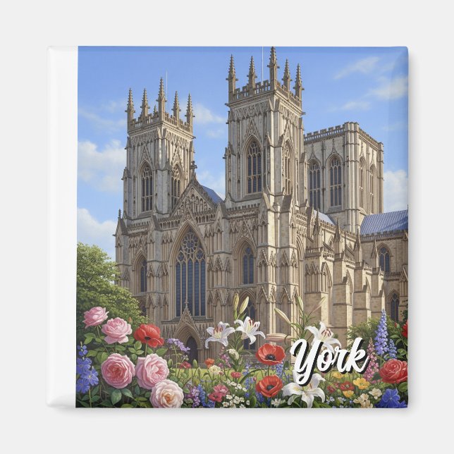 York Minster England Flowers Magnet (Framsidan)