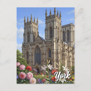 York Minster England Flowers Vykort