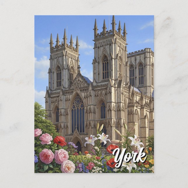 York Minster England Flowers Vykort (Framsida)