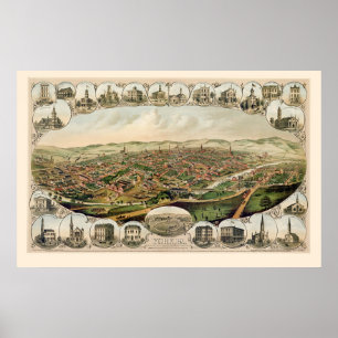 York panorama- karta för PA - 1879 Poster