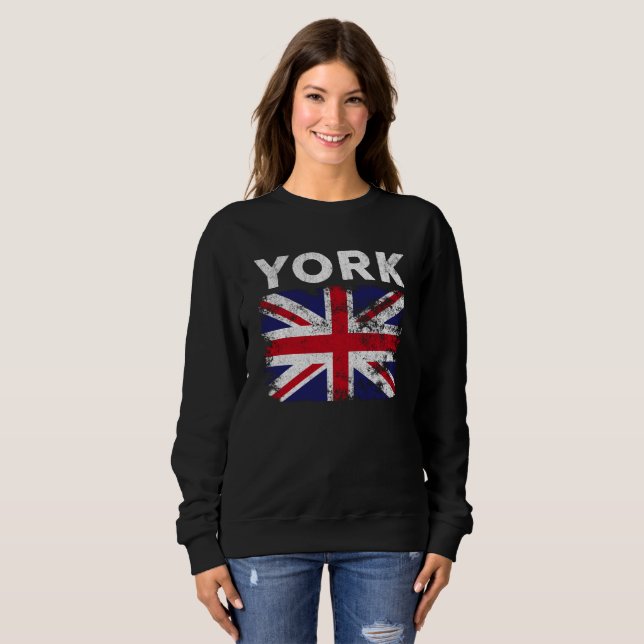 York UK Flagga England Souvenir T Shirt (Hel framsida)