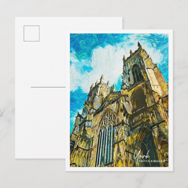 York United Kingdom Bevackra Oil Paint Landcape Vykort (Fram/baksida)