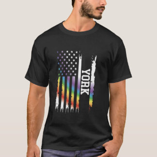 York United Stater Distress Rainbow w US Flagga T Shirt