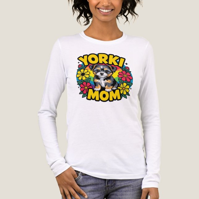 Yorki Mamma Blommigt T Shirt (Framsida)