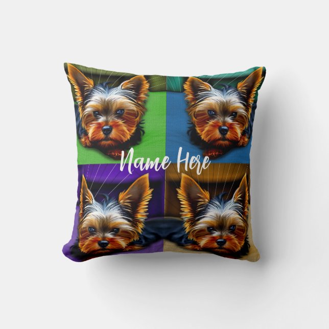 Yorkie 2 side Yorkie med Namn Kudde (Framsida)