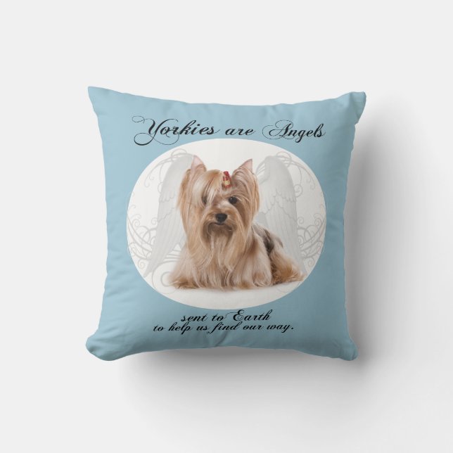 Yorkie Angel Pillow Kudde (Framsida)