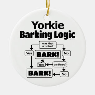 Yorkie Barking Logic Julgransprydnad Keramik