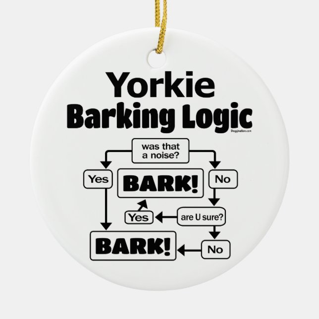 Yorkie Barking Logic Julgransprydnad Keramik (Framsidan)