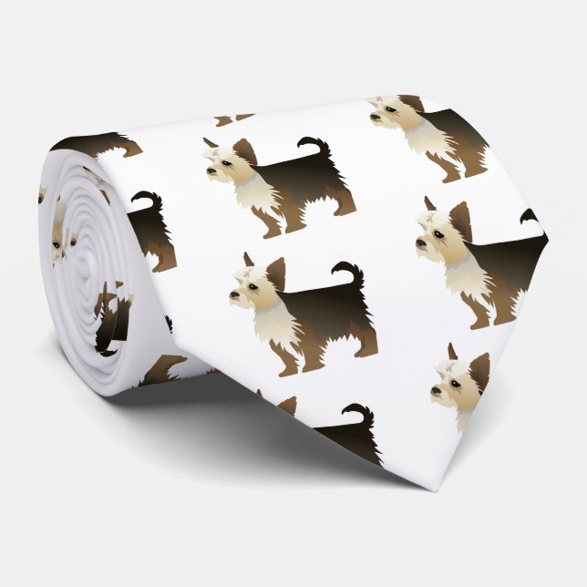 Yorkie Basic-fras Anpassa med text och färg Slips (Rullad)