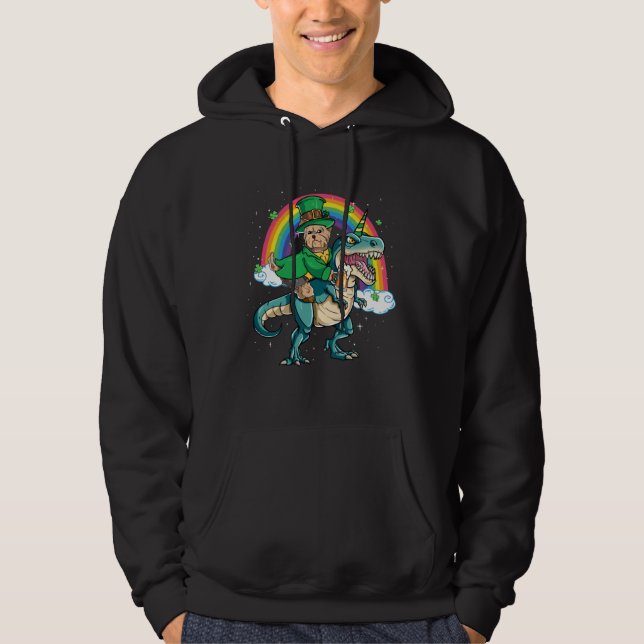 Yorkie Beer Dino Rex Horn Rainbow Dog Hoodie (Framsida)