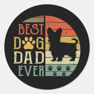 Yorkie Best Hund Pappa någonsin Vintage Fars dag Runt Klistermärke