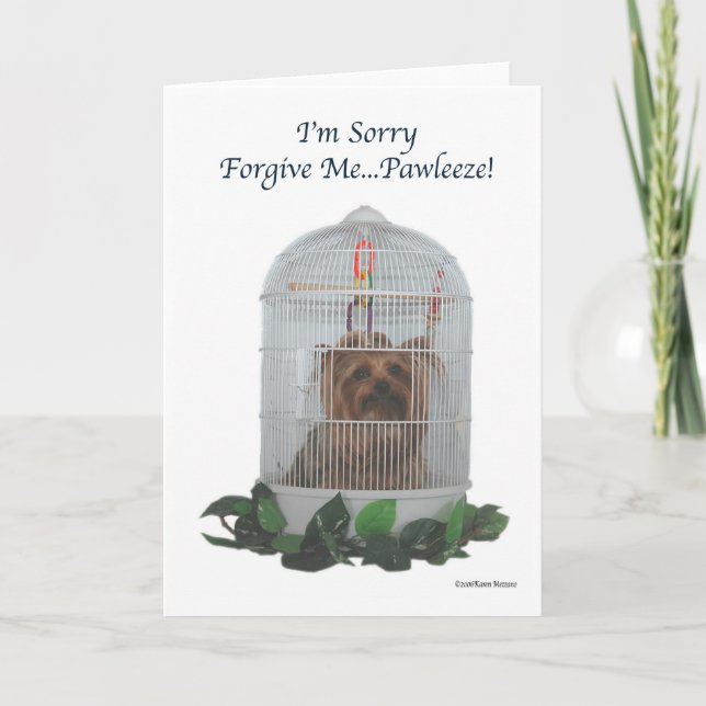 Yorkie Birdcage Förlåt Kort (Framsida)