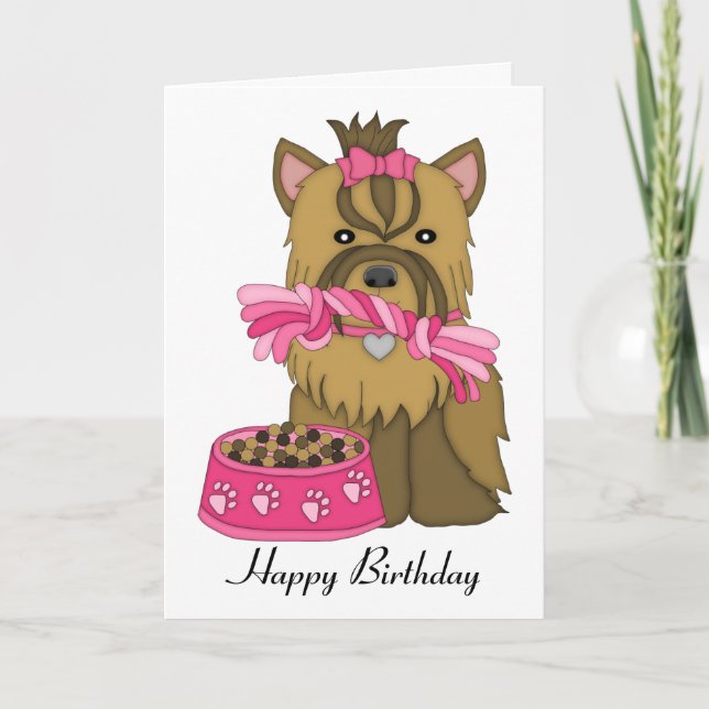Yorkie Birthday Card Kort (Framsida)