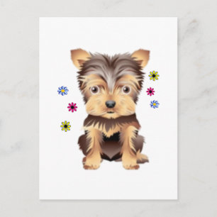 Yorkie blommor vykort
