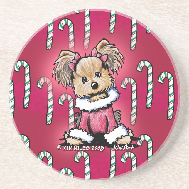 Yorkie Candy cane Cutie Underlägg Sandsten (Framsidan)