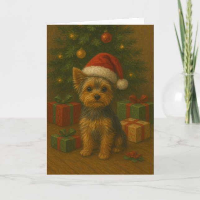 Yorkie Christmas Card Kort (Framsida)