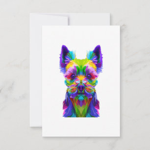 Yorkie Colorful Pop Art Porträtt Yorkshire Terrier OSA Kort
