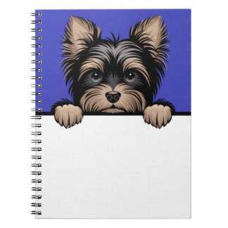 Yorkie Cute Peeking Yorkshire Terrier Hund älskare Anteckningsbok