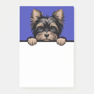 Yorkie Cute Peeking Yorkshire Terrier Hund älskare Post-it Block