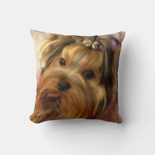 Yorkie Designer Pillow Kudde (Framsida)