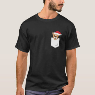 Yorkie Dog Santa Funny Christmas Pocket Longsleeve T Shirt