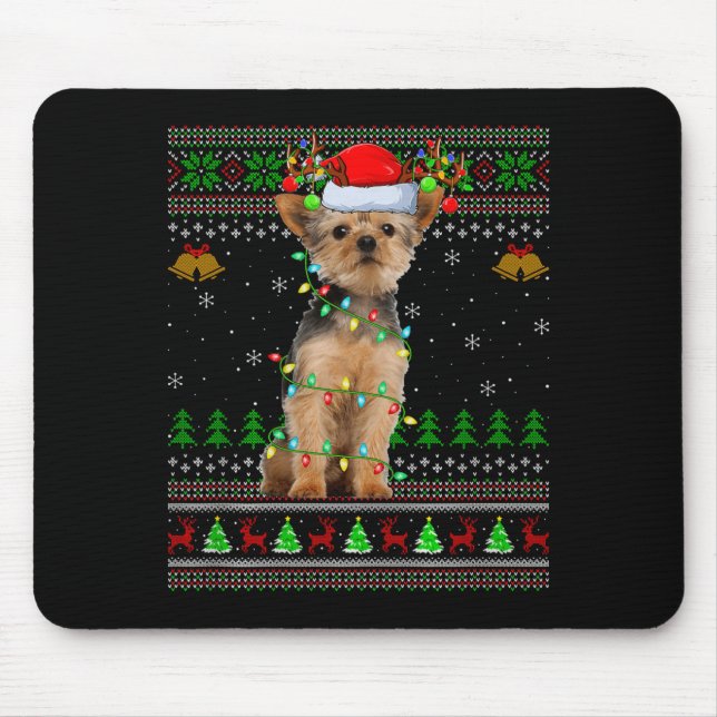 Yorkie Dog Ugly Christmas Sweaters Holiday Santa X Musmatta (Framsidan)
