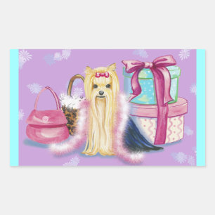 Yorkie Dress Up Rektangulärt Klistermärke