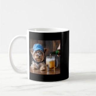 Yorkie Dricker Öl Roligt Hund Meme Kärlek Familj Kaffemugg