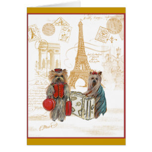 Yorkie Eiffel Torn Paris Hälsningskort