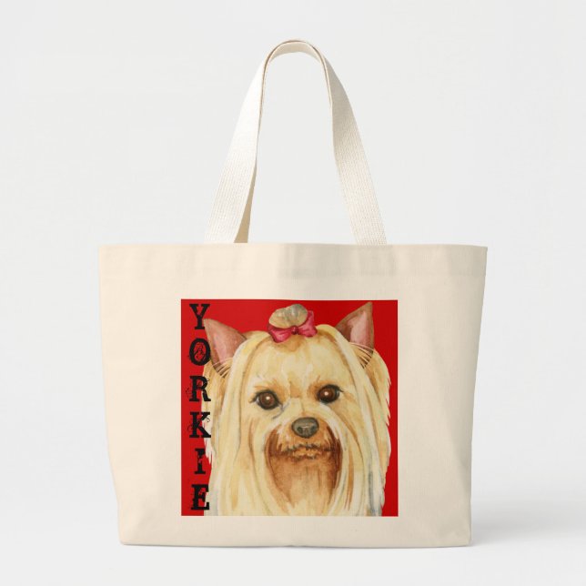 Yorkie Färg Block Large Tote Bag Jumbo Tygkasse (Framsidan)