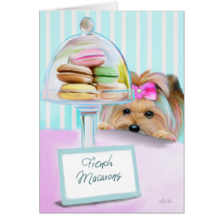 Yorkie Fransk Macarons Hälsningskort