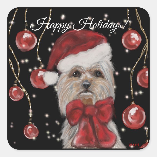 Yorkie Fyrkantigt Klistermärke (Framsida)