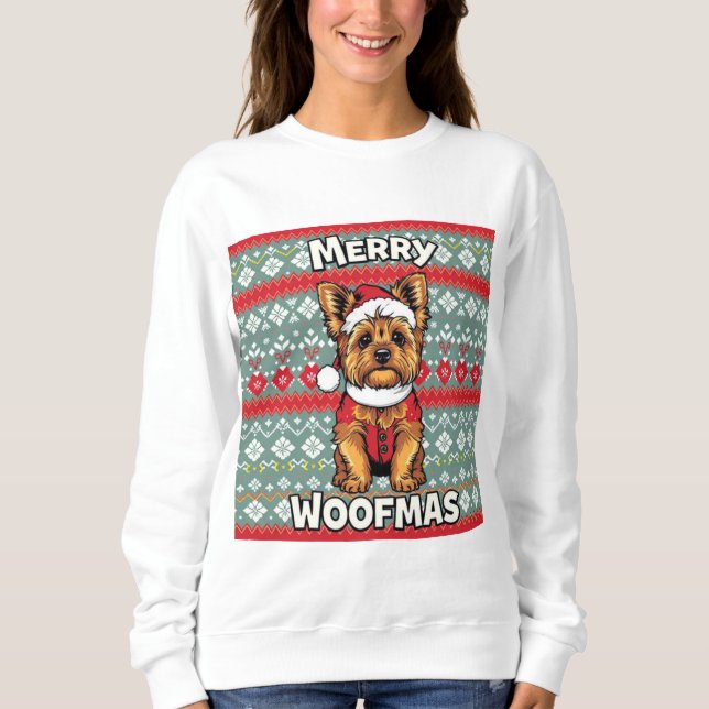 Yorkie God Julglädje T Shirt (Framsida)
