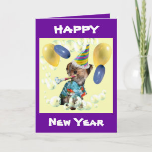 Yorkie Gott nytt år Card Helgkort