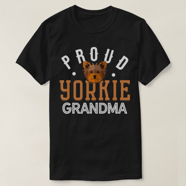 Yorkie Grandma Funny Yorkshire Terrier Hund älskar T Shirt (Design framsida)