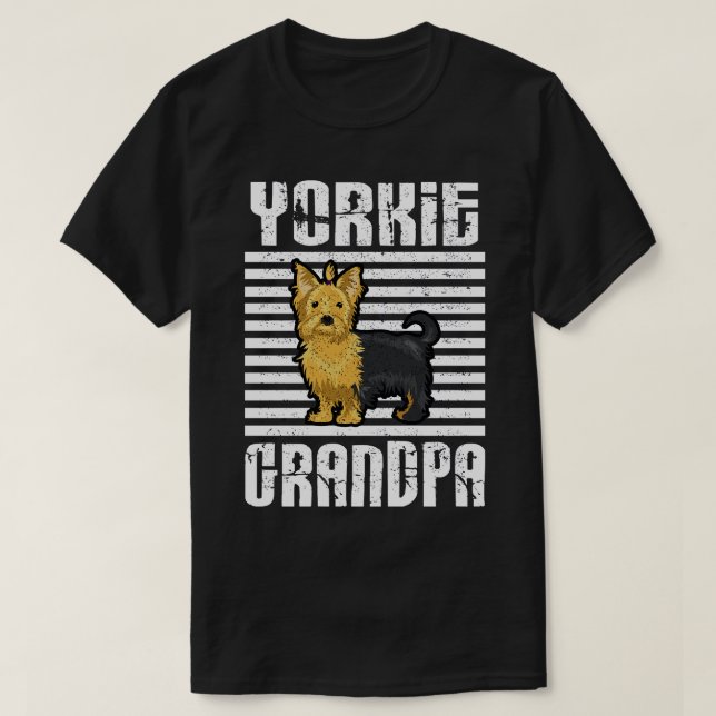 Yorkie Grandpa Proud Hundar T Shirt (Design framsida)